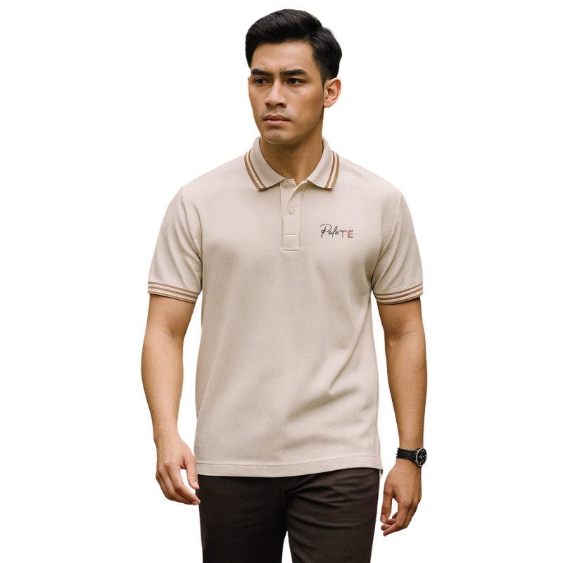 Áo thun nam cổ bẻ thêu chữ Polo TE