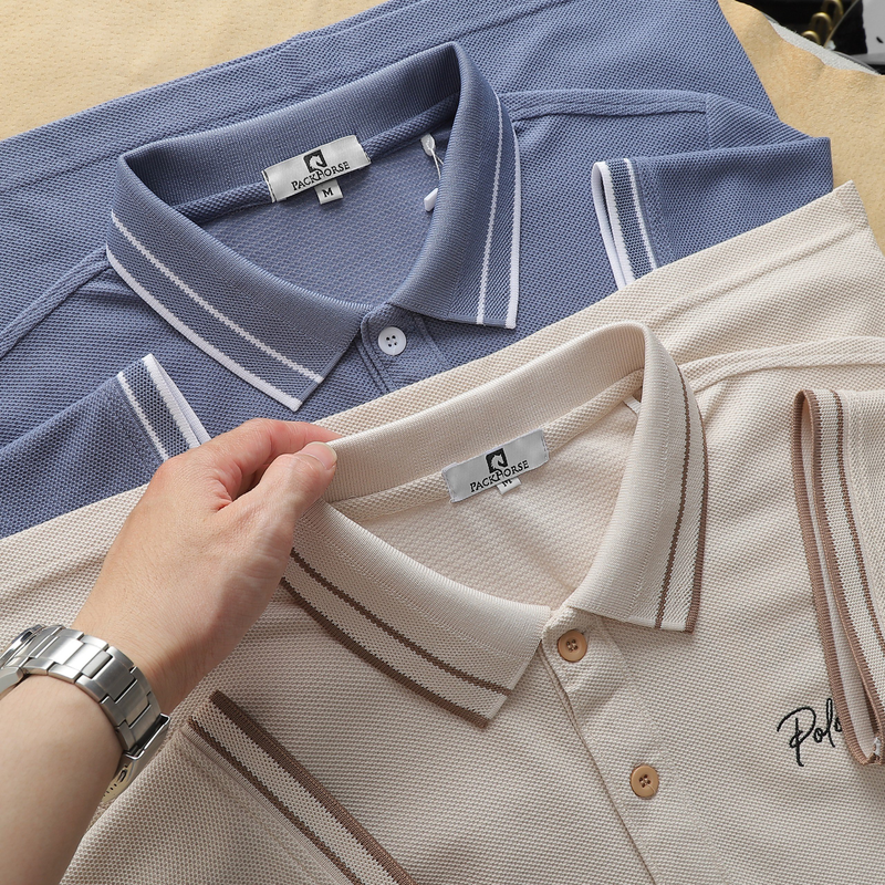 Áo thun nam cổ bẻ thêu chữ Polo TE