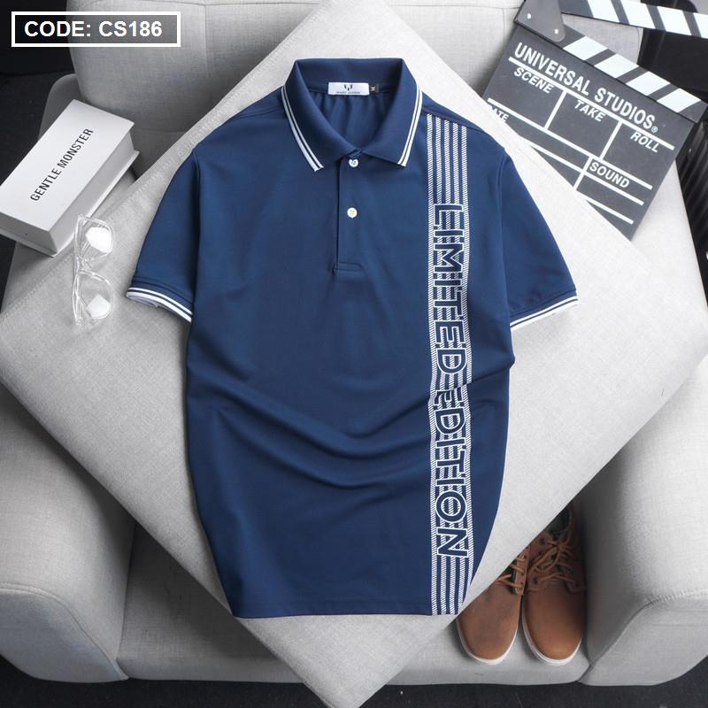 Áo Thun Nam Có Cổ Cá Sấu Poly Phối Họa Tiết Sọc – Size 3XL