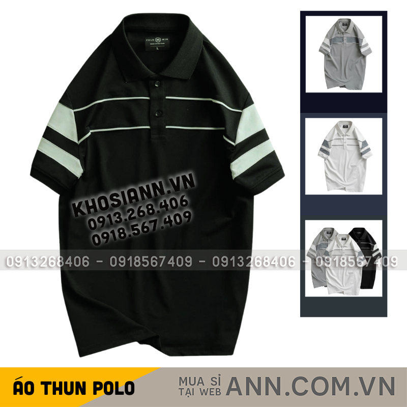 Áo Thun Nam Cổ Bẻ Phối Sọc Trẻ Trung Size 3XL