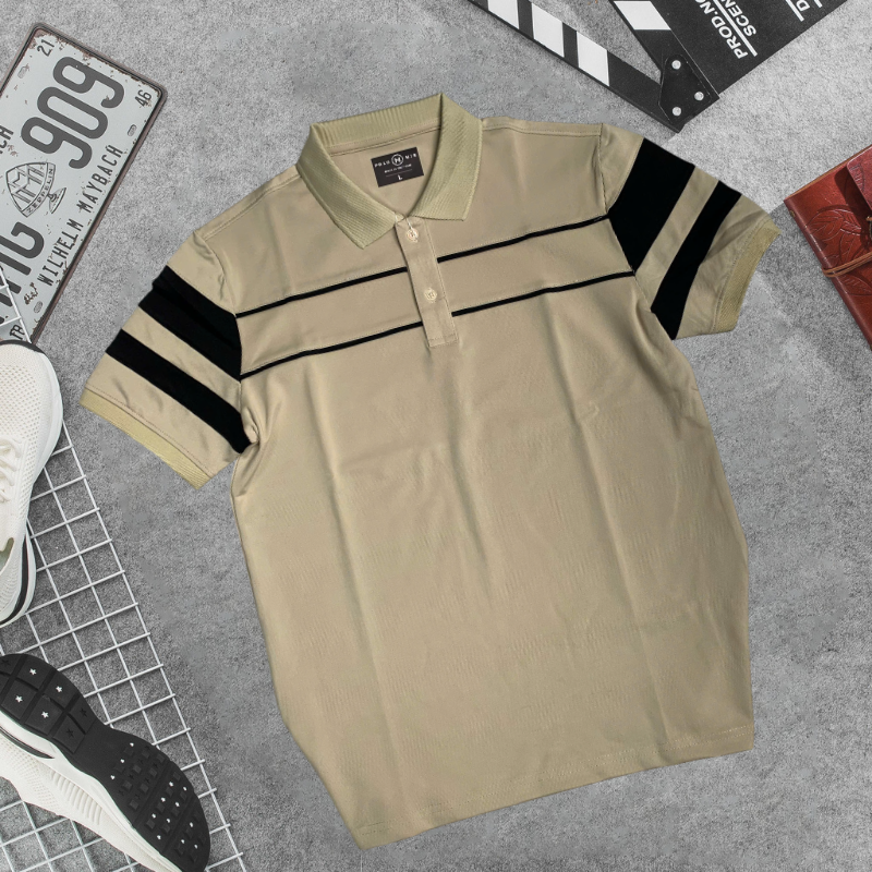 Áo Thun Nam Cổ Bẻ Phối Sọc Trẻ Trung Size 3XL
