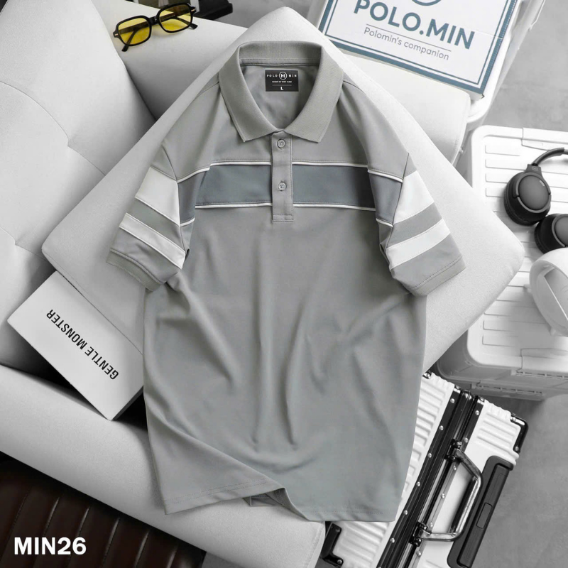 Áo Thun Nam Cổ Bẻ Phối Sọc Trẻ Trung Size 3XL