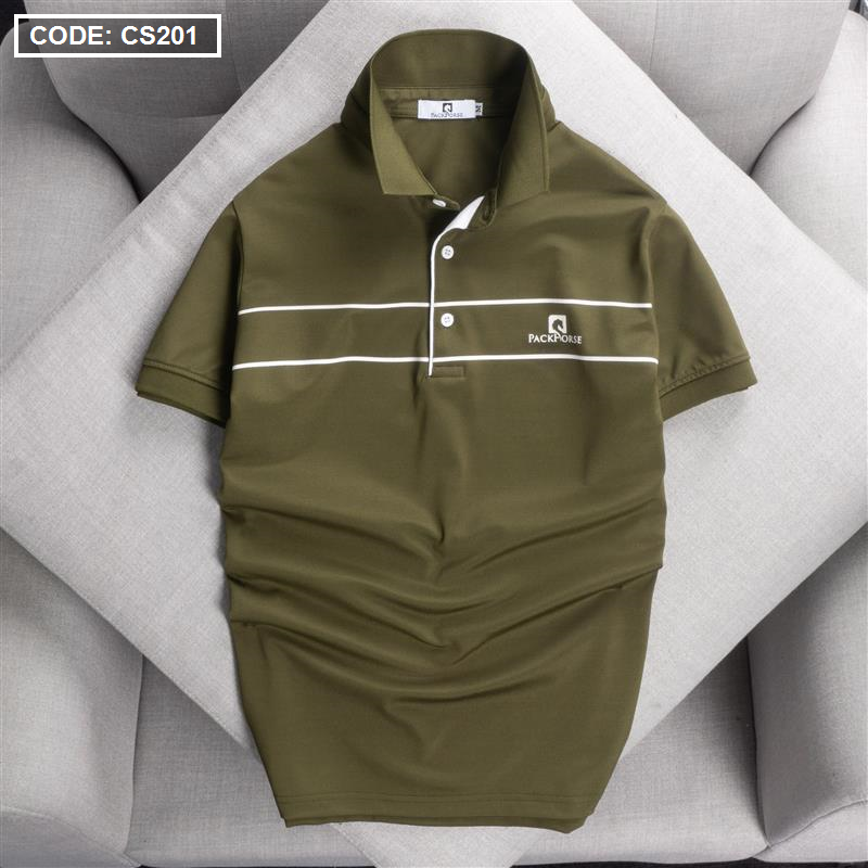 Áo Thun Nam Cổ Bẻ Phối Sọc Ngang In Logo PackHorse size 3x