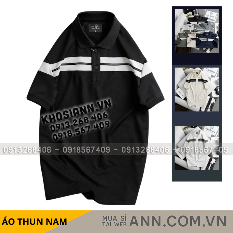 Áo Thun Nam Cổ Bẻ Phối Sọc Có Size 3XL