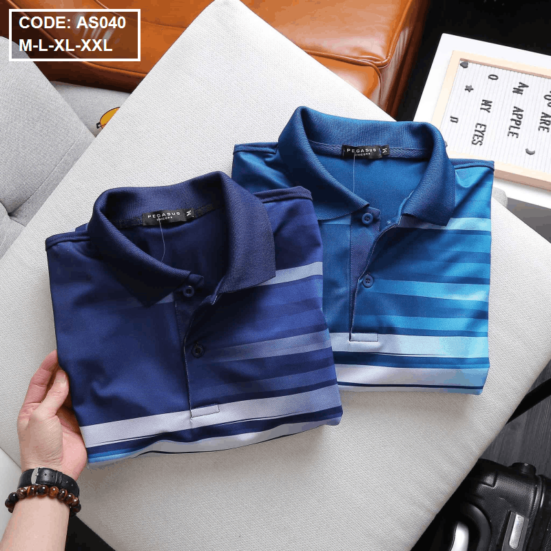 Áo Polo Nam Cổ Bẻ Sọc Ngang Tay Ngắn 2 Màu Size M-XXL