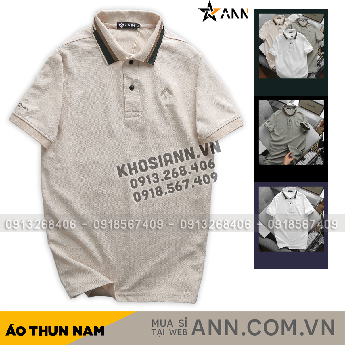 Áo thun nam cổ bẻ thêu chữ G size 3x