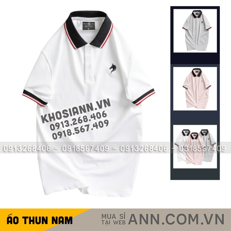 Áo Polo Nam Cổ Bẻ Thêu Logo Con Ngựa Viền Bo Tay