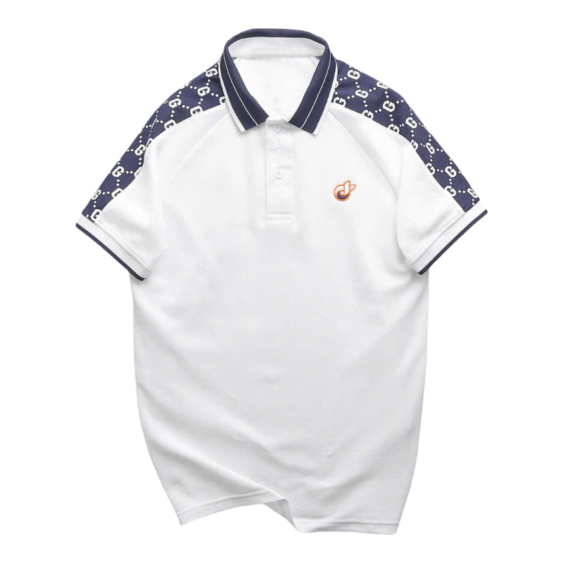 Áo Polo Nam Cổ Bẻ Thêu Logo Trước Ngực Phối Họa Tiết Chữ G Size 3XL