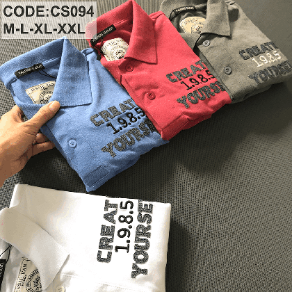 Áo Polo Nam Cổ Bẻ Thêu Chữ Vải Thun Cá Sấu