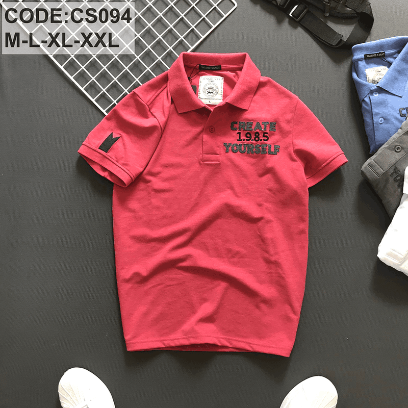 Áo Polo Nam Cổ Bẻ Thêu Chữ Vải Thun Cá Sấu