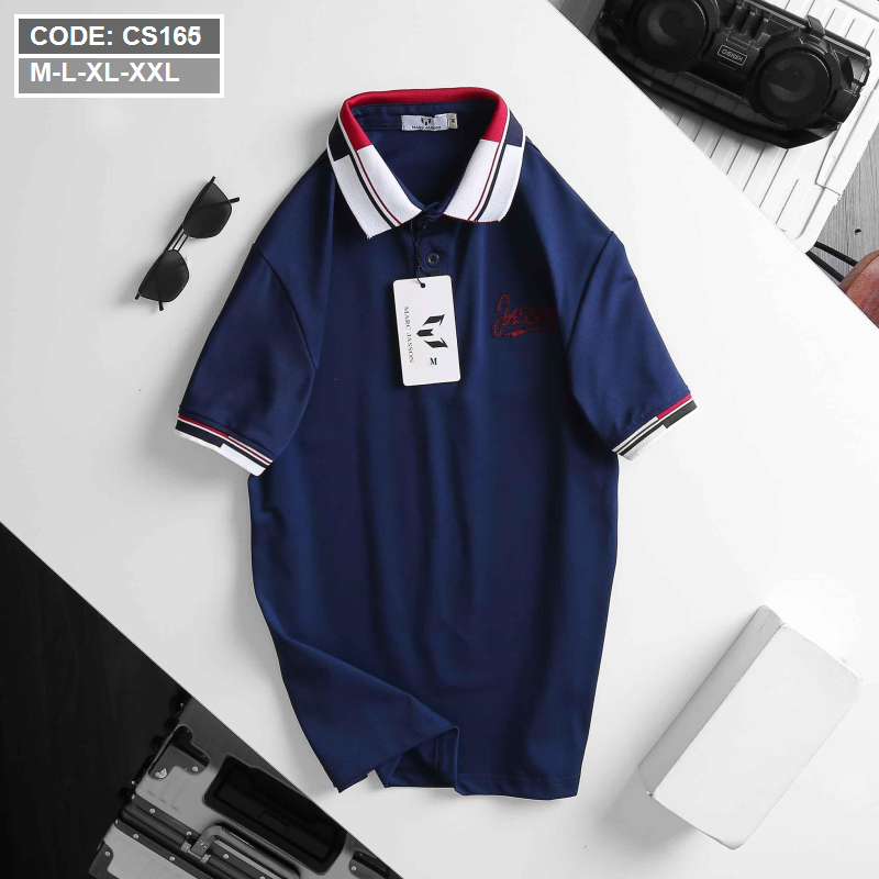 Mẫu áo tay ngắn có cổ, hiển thị các size M đến XXL