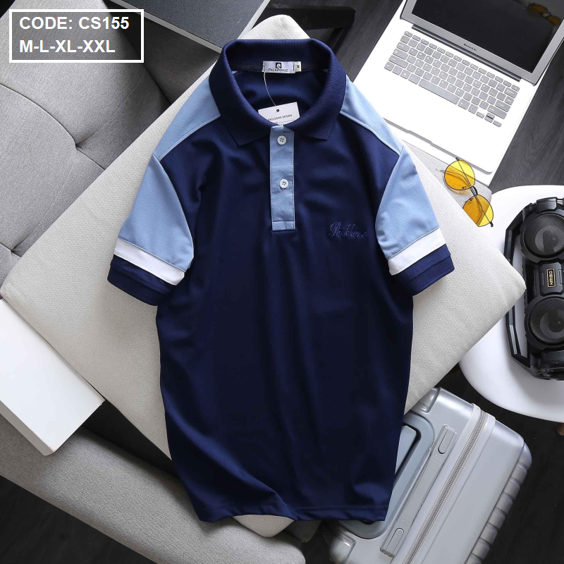 Áo Polo Nam Thun Cá Sấu Poly Có Cổ Phối Màu Thêu Logo