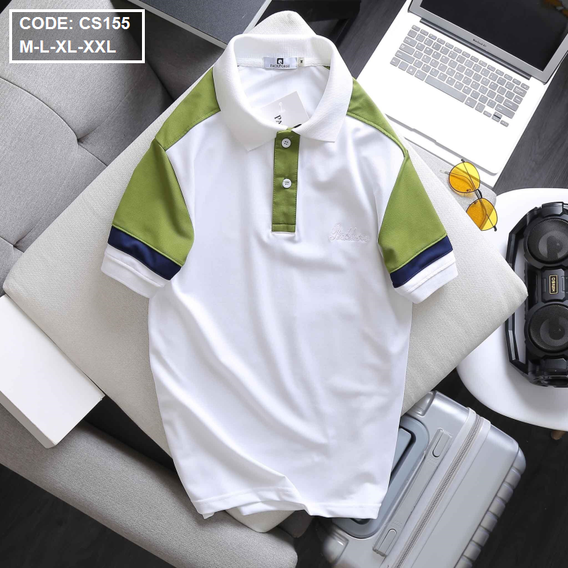 Áo Polo Nam Thun Cá Sấu Poly Có Cổ Phối Màu Thêu Logo