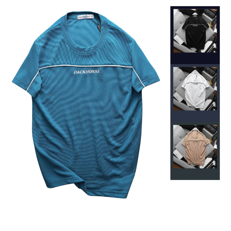 Áo Thun Nam Cổ Tròn - Áo Nam Phối Sọc Ngang Thêu Chữ Packhorse Trước Ngực (Size Từ M Đến XXL) – một lựa chọn đáng tham khảo trong ao thun co tron