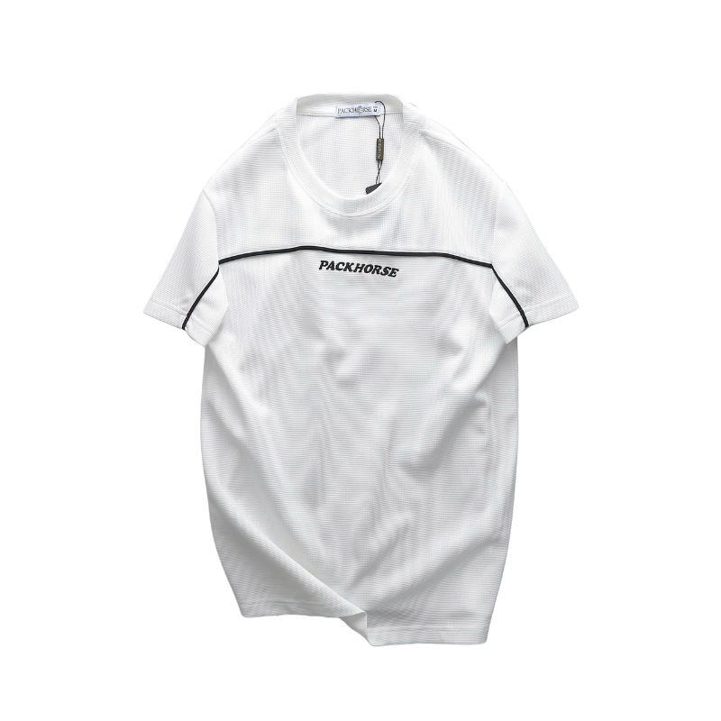 Áo Thun Nam Cổ Tròn Packhorse Phối Sọc Ngang Thêu Chữ Trước Ngực Size M-XXL