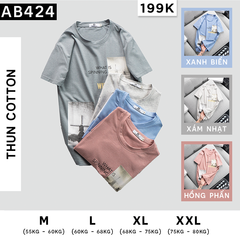 Áo thun nam cổ tròn cotton in họa tiết lạ mắt