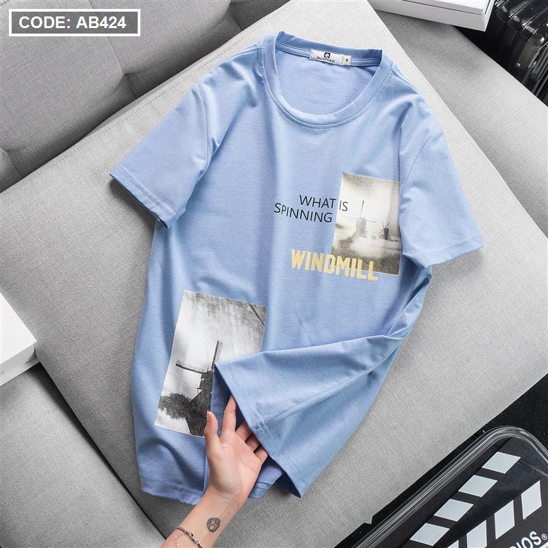 Áo thun nam cổ tròn cotton in họa tiết lạ mắt