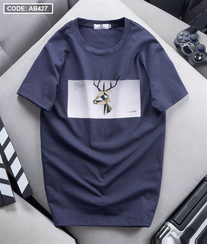 Áo Thun Nam Cổ Tròn Cotton In Tuần Lộc 3D