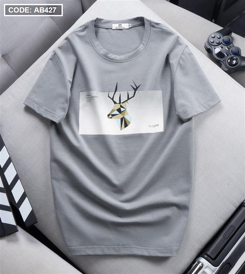 Áo Thun Nam Cổ Tròn Cotton In Tuần Lộc 3D