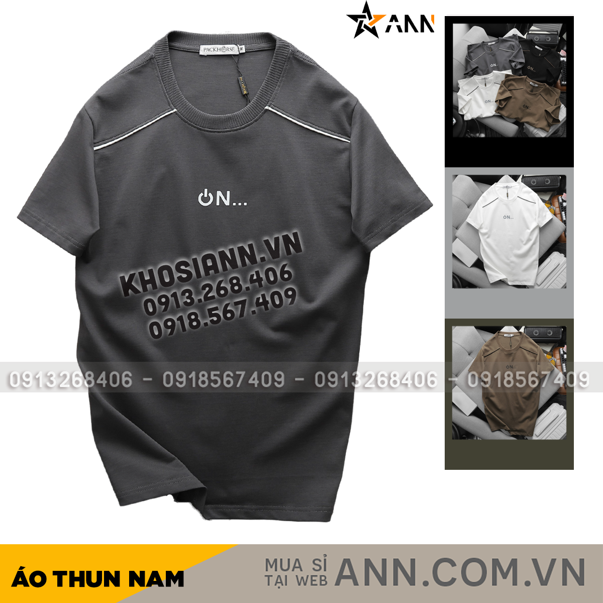 Áo Thun Nam Cổ Tròn Logo Nổi Chữ ON Có Size 3x