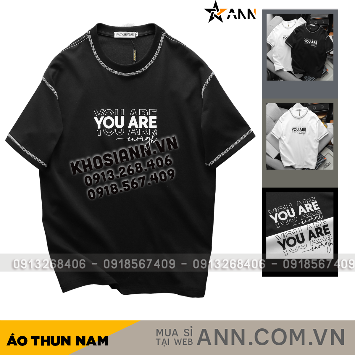 Mặt trước áo với họa tiết chữ nổi bật