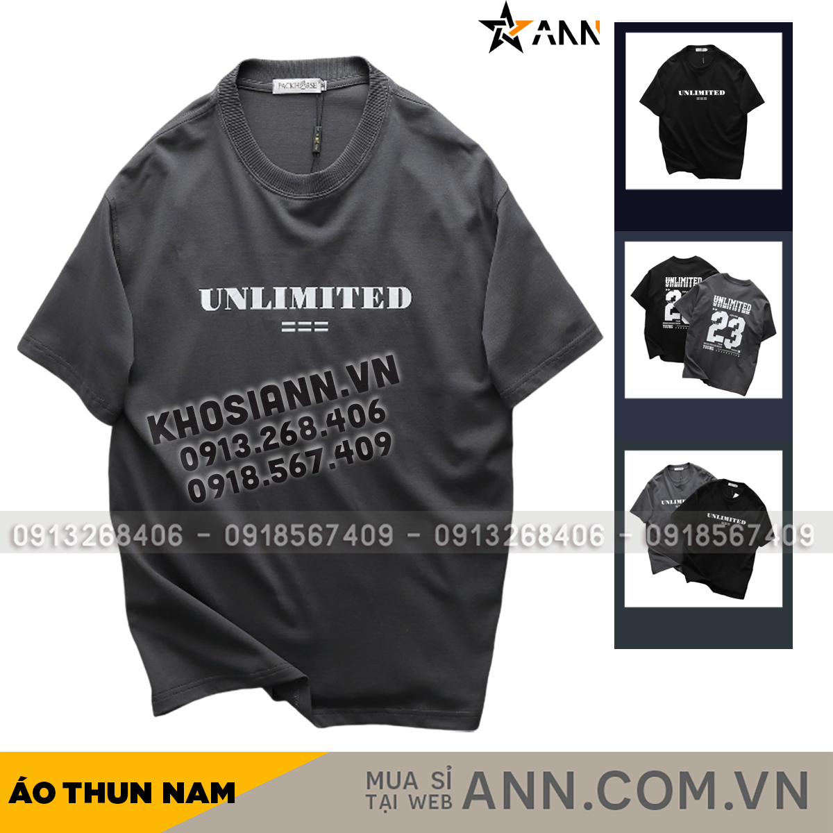Áo Thun Nam Cổ Tròn Pack Hourse In Chữ Unlimited 23 Có Size 100kg