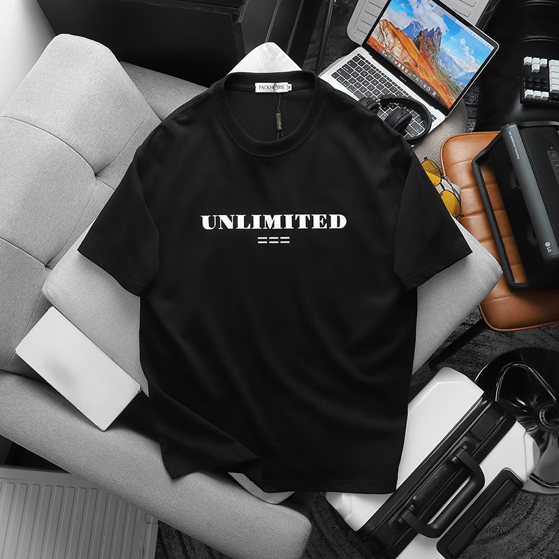Áo Thun Nam Cổ Tròn Pack Hourse In Chữ Unlimited 23 Có Size 100kg