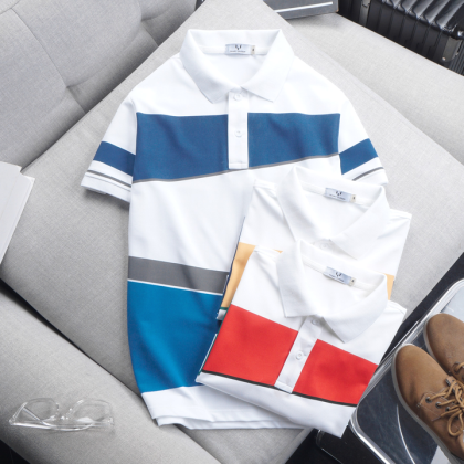Áo Thun Polo Nam Thun Cá Sấu Poly Phối Kẻ Sọc Màu Size 3XL