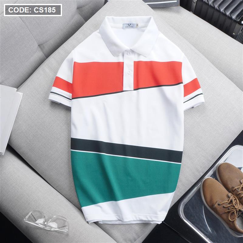 Áo Thun Polo Nam Thun Cá Sấu Poly Phối Kẻ Sọc Màu Size 3XL