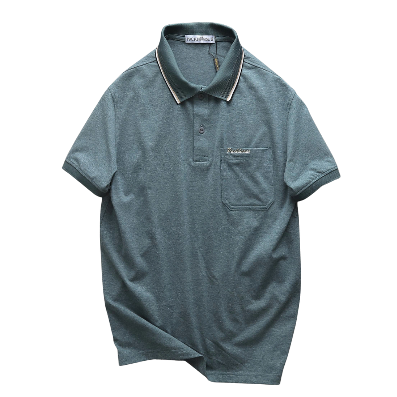 Áo thun nam polo cổ bẻ phối sọc cổ, túi ngực thêu chữ Paclehorse, big size