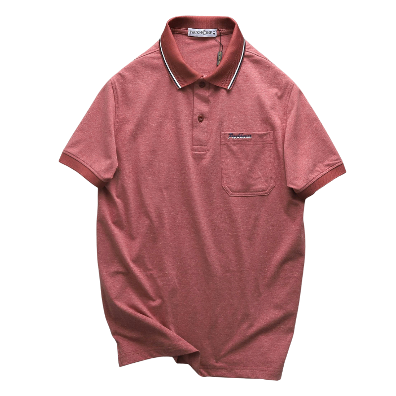 Áo thun nam polo cổ bẻ phối sọc cổ, túi ngực thêu chữ Paclehorse, big size