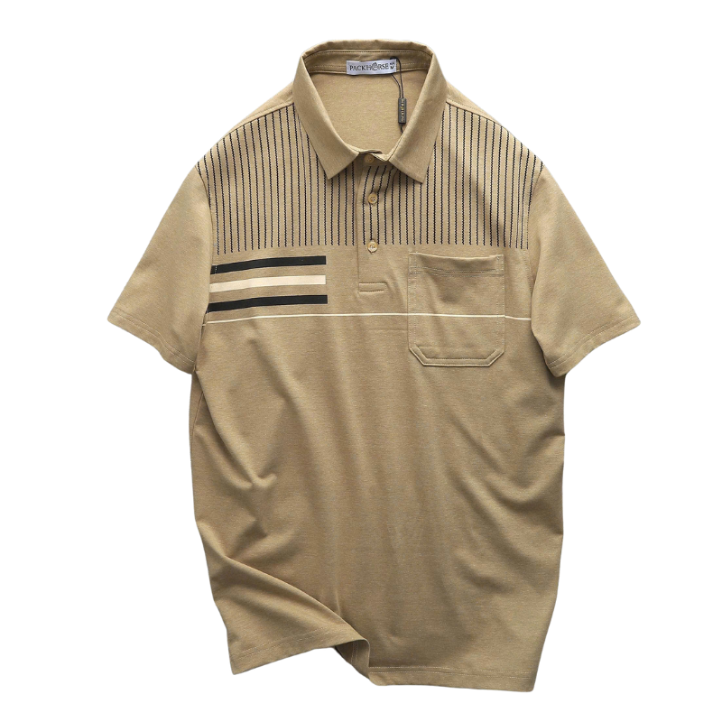 Áo Thun Nam Polo Cổ Bẻ Phối Sọc Có Túi Ngực Big Size M-3XL