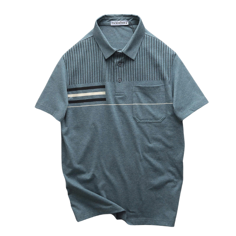 Áo Thun Nam Polo Cổ Bẻ Phối Sọc Có Túi Ngực Big Size M-3XL