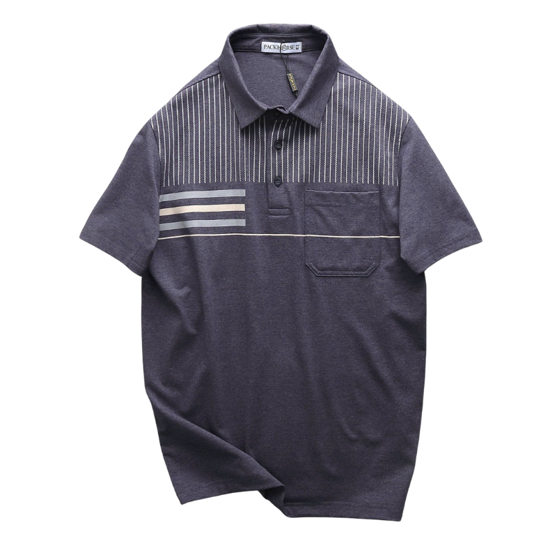 Áo Thun Nam Polo Cổ Bẻ Phối Sọc Có Túi Ngực Big Size M-3XL