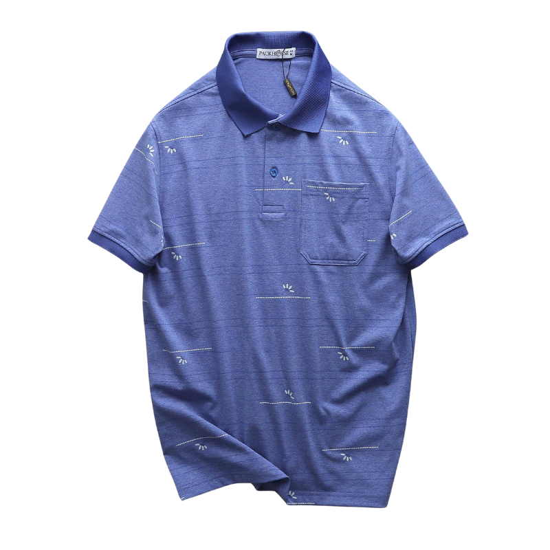 Áo Thun Nam Polo Cổ Bẻ Cotton Muối Phối Sọc Hoa Có Túi Ngực Big Size