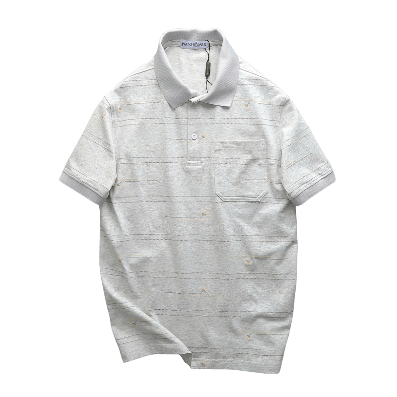Áo Thun Nam Polo Cổ Bẻ Cotton Muối Phối Sọc Hoa Có Túi Ngực Big Size
