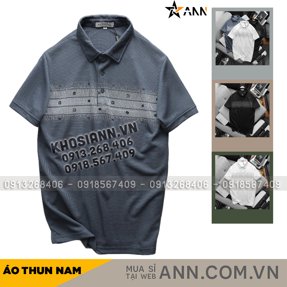Áo Thun Nam Polo Cổ Bẻ Phối Họa Tiết Chữ G