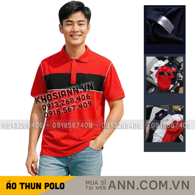 Phối sọc màu trước ngực và cổ bẻ polo trên phiên bản màu đỏ