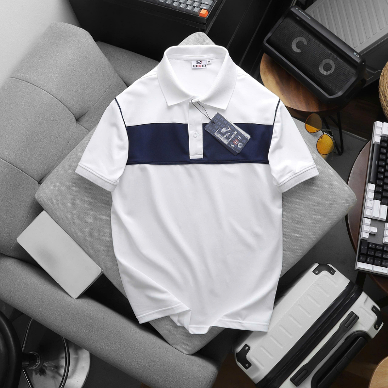 Áo Thun Nam Polo Cổ Bẻ SRB Phối Sọc Màu Trước Ngực, Có Size 3X