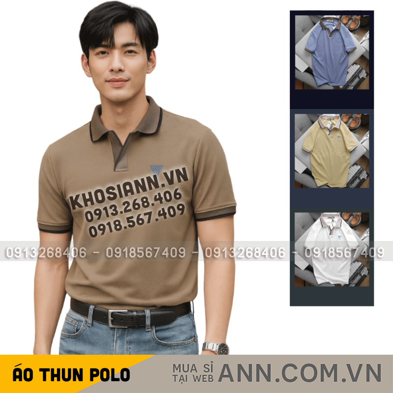 Áo Thun Nam Polo Cổ Bẻ Thêu Logo Hình Tam Giác size 3x