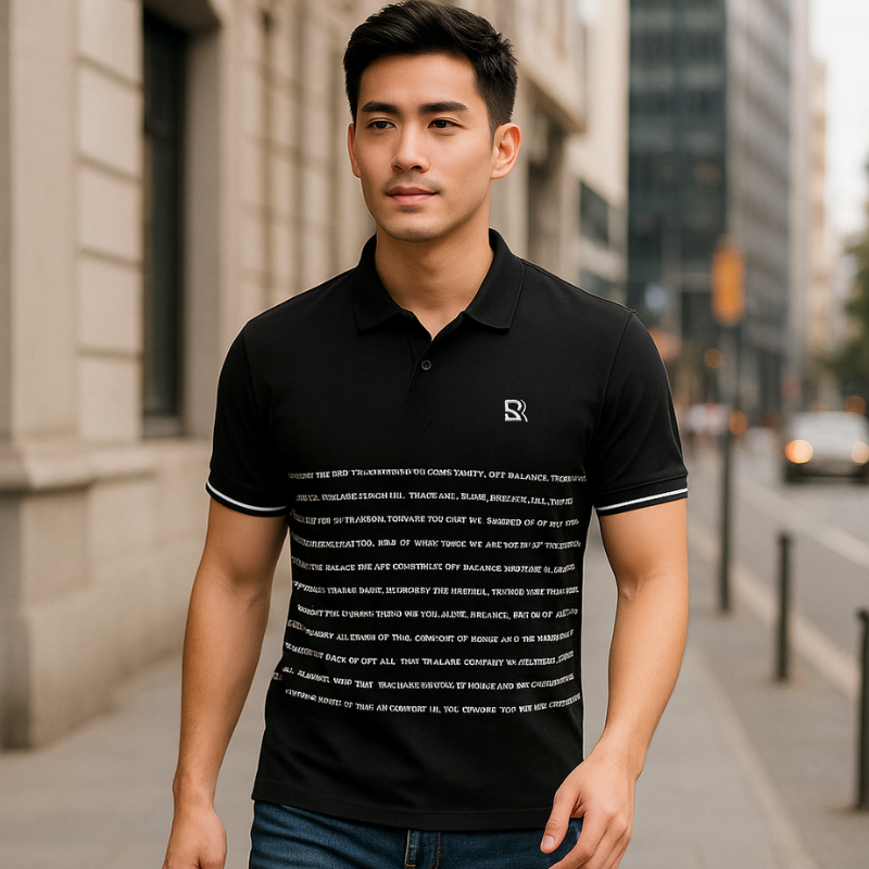 Áo thun nam polo cổ bẻ thêu logo SRB sọc chữ size 3x