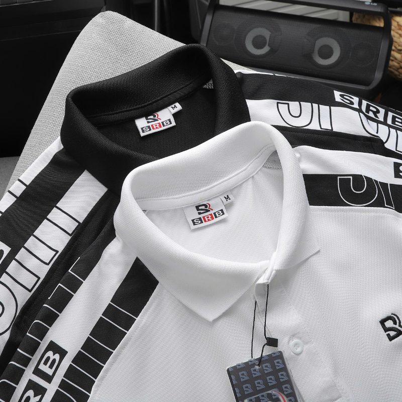 Áo Thun Nam Polo Cổ Bẻ Thêu SRB Tay Phối Sọc Có size 3x
