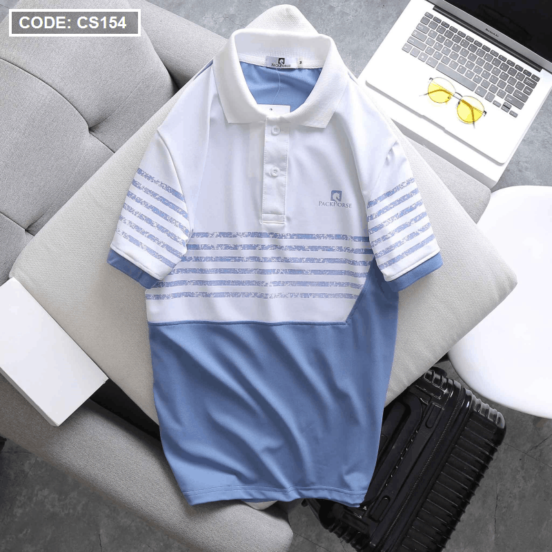 Áo Thun Nam Polo In Sọc Màu Cao Cấp Tay Ngắn Thun Cá Sấu Poly
