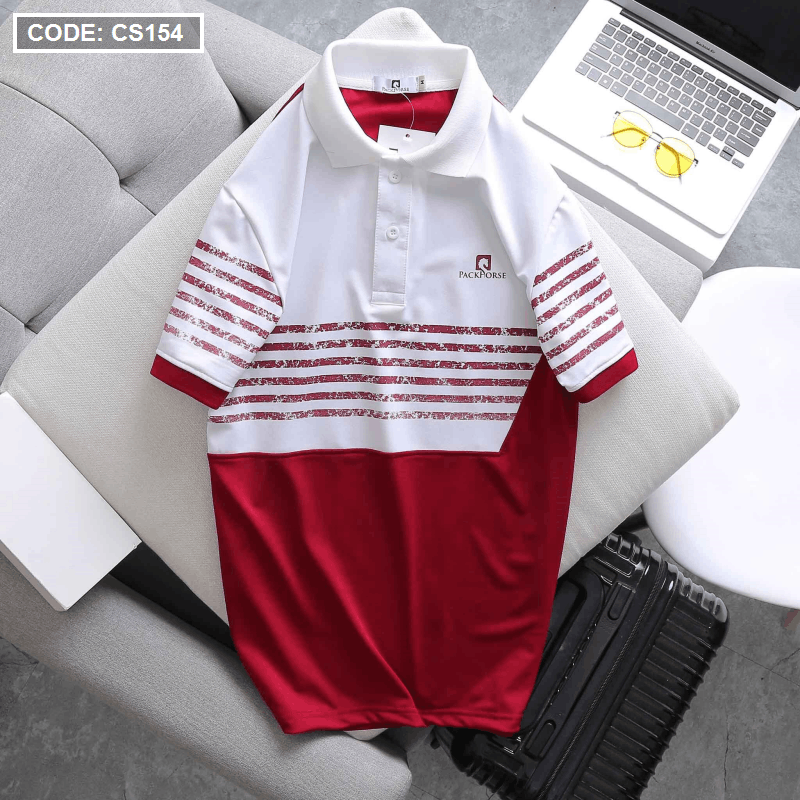 Áo Thun Nam Polo In Sọc Màu Cao Cấp Tay Ngắn Thun Cá Sấu Poly