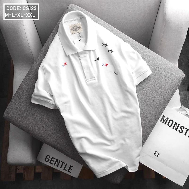 Ảnh bố cục áo polo và ký hiệu các size M–XXL.