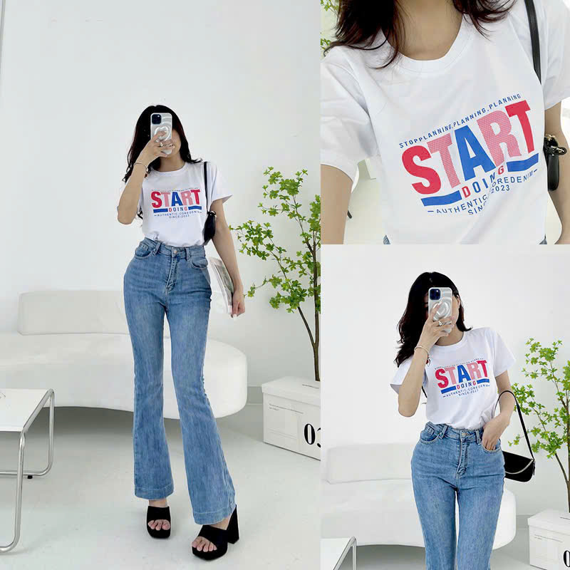 Áo Thun Nữ Cổ Tròn Size M 40-60kg