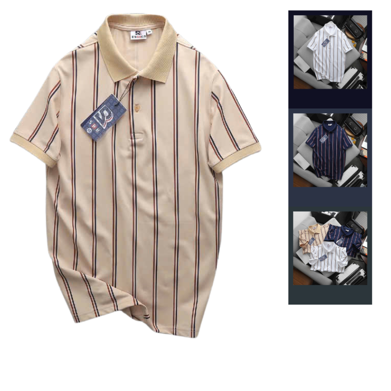 Khám phá Áo Thun Polo Nam - Áo Thun Nam Cổ Bẻ Phối Sọc 2 Màu Big Size thuộc nhóm áo polo nam
