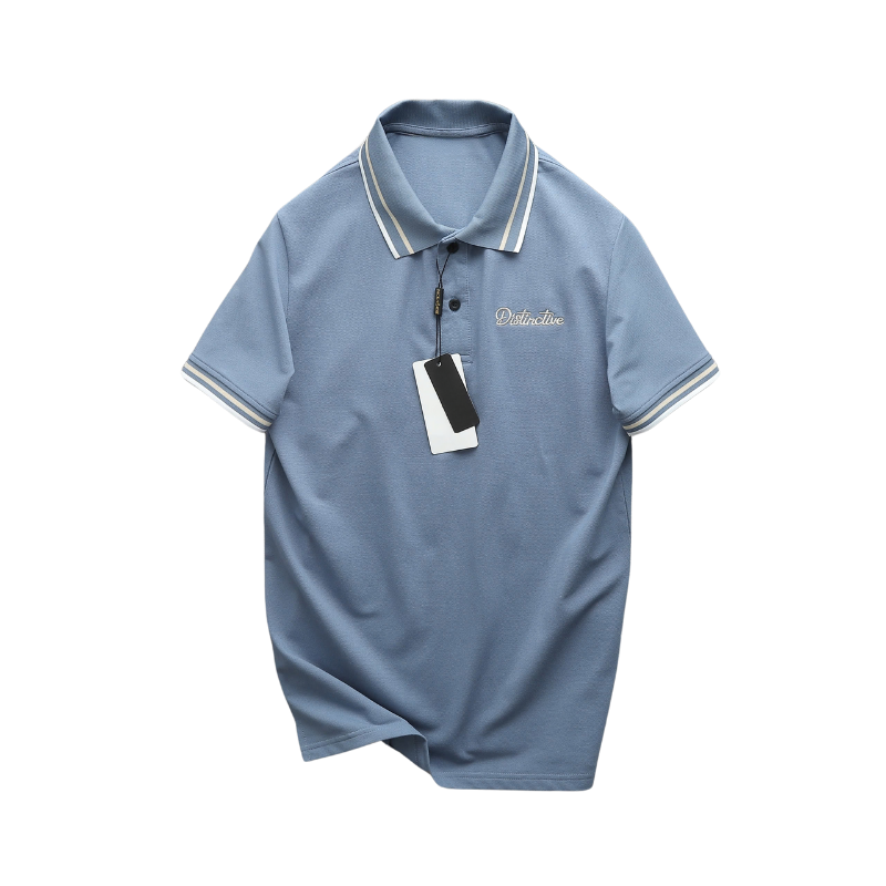 Áo thun polo nam cổ bẻ phối sọc cổ tay thêu logo trước ngực big size