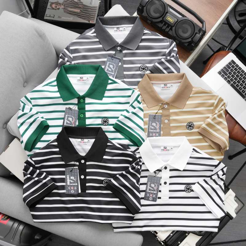 Các phối màu sọc ngang của mẫu polo nam