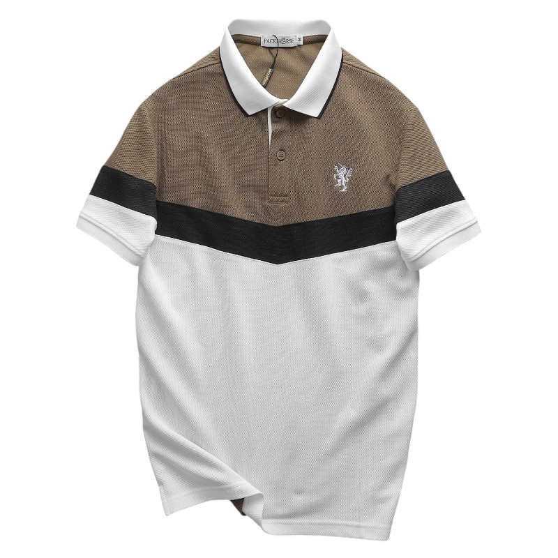 Áo Thun Polo Nam Phối Ba Màu Thêu Logo Trước Ngực Size 3x